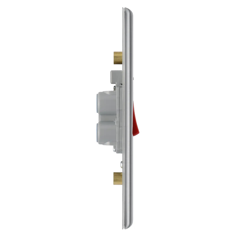 BG Electrical Nexus Metal Brushed Steel - 45A, double pole, large plate, with indicator