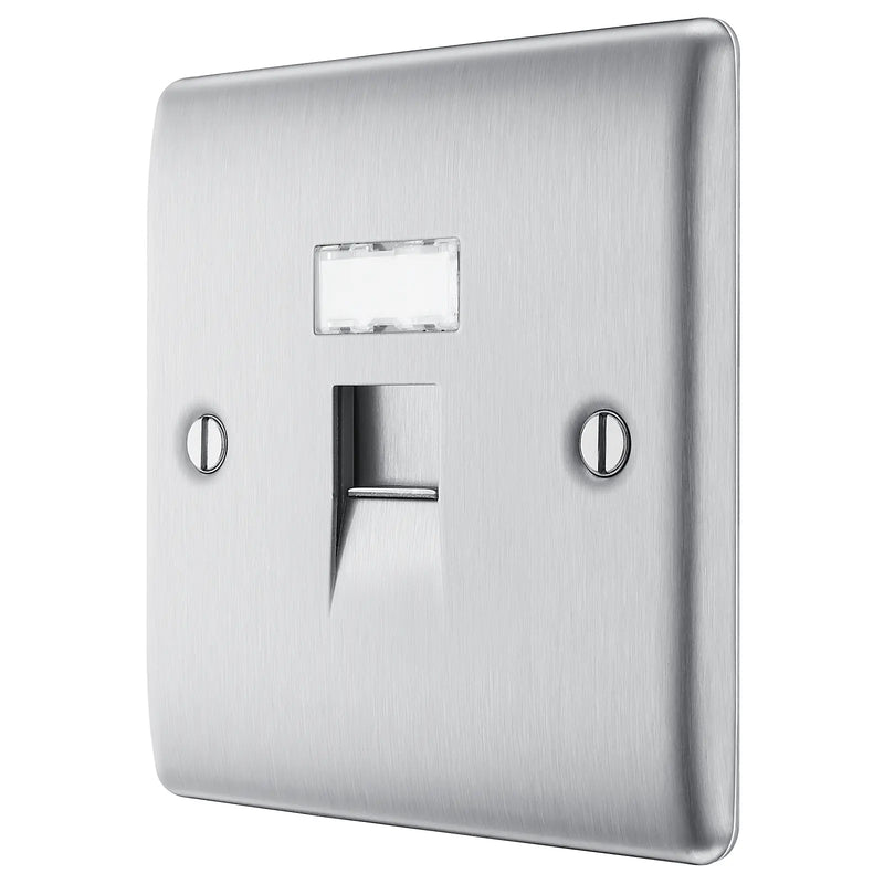 BG Electrical Nexus Metal Brushed Steel - Single, RJ45 data socket