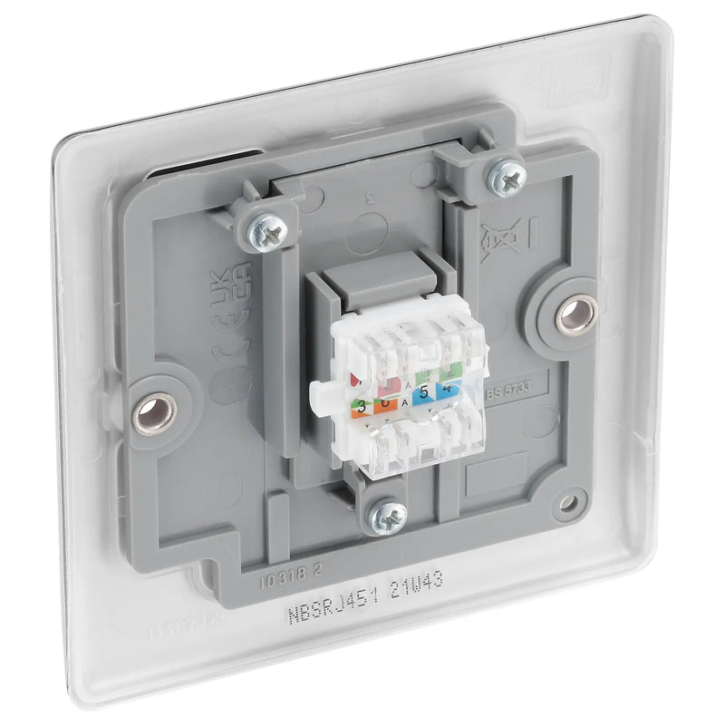 BG Electrical Nexus Metal Brushed Steel - Single, RJ45 data socket