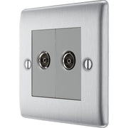 BG Electrical Nexus Metal Brushed Steel - Double, isolated, co-axial