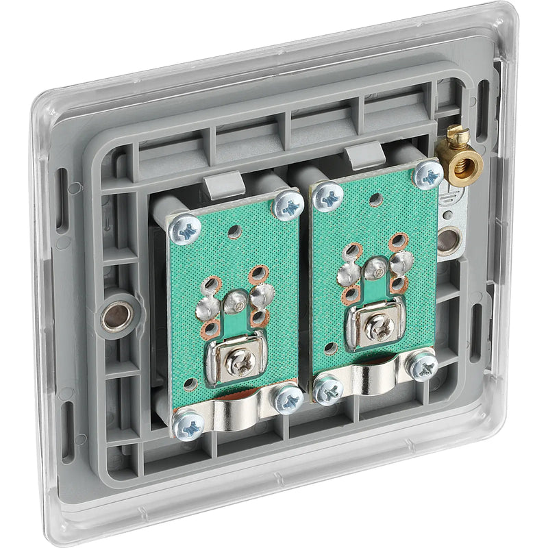 BG Electrical Nexus Metal Brushed Steel - Double, TV/FM