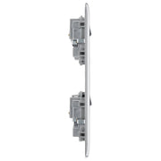 BG Electrical Nexus Metal Brushed Steel - Combination plate, 2 x double socket, 8 module aperture