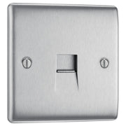 BG Electrical Nexus Metal Brushed Steel - Single, RJ11 telephone socket