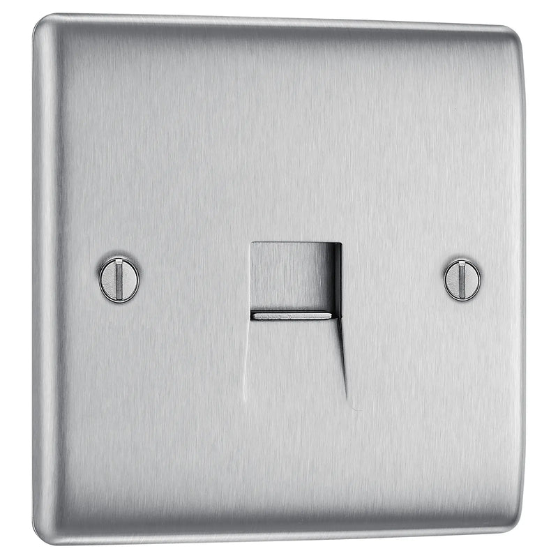 BG Electrical Nexus Metal Brushed Steel - Single, RJ11 telephone socket