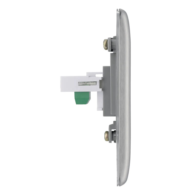 BG Electrical Nexus Metal Brushed Steel - Single, RJ11 telephone socket
