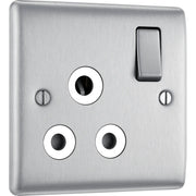 BG Electrical Nexus Metal Brushed Steel - 15A, single, switched, round pin