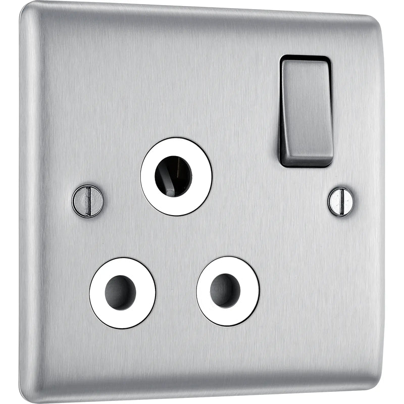 BG Electrical Nexus Metal Brushed Steel - 15A, single, switched, round pin