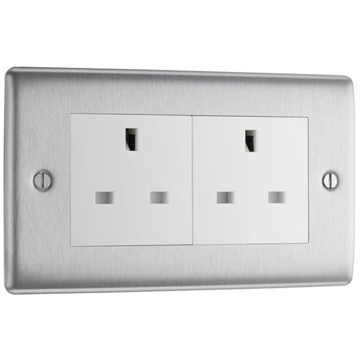 BG Electrical Nexus Metal Brushed Steel - Double, unswitched
