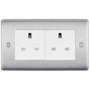 BG Electrical Nexus Metal Brushed Steel - Double, unswitched