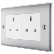 BG Electrical Nexus Metal Brushed Steel - Double, unswitched