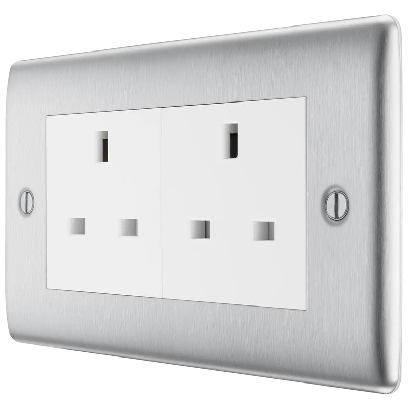 BG Electrical Nexus Metal Brushed Steel - Double, unswitched