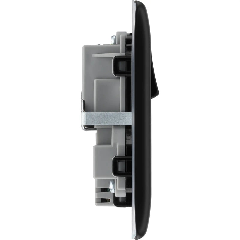 BG Electrical Nexus Metal Matt Black - Double switched single pole, with USB A + C (12W)