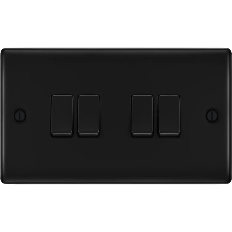 BG Electrical Nexus Metal Matt Black - Quadruple, 2 way switch