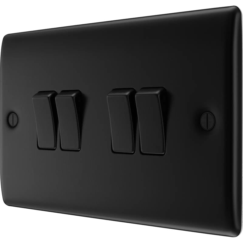 BG Electrical Nexus Metal Matt Black - Quadruple, 2 way switch