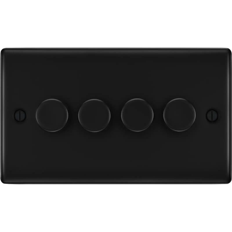 BG Electrical Nexus Metal Matt Black - Quadruple 2 way push 200W