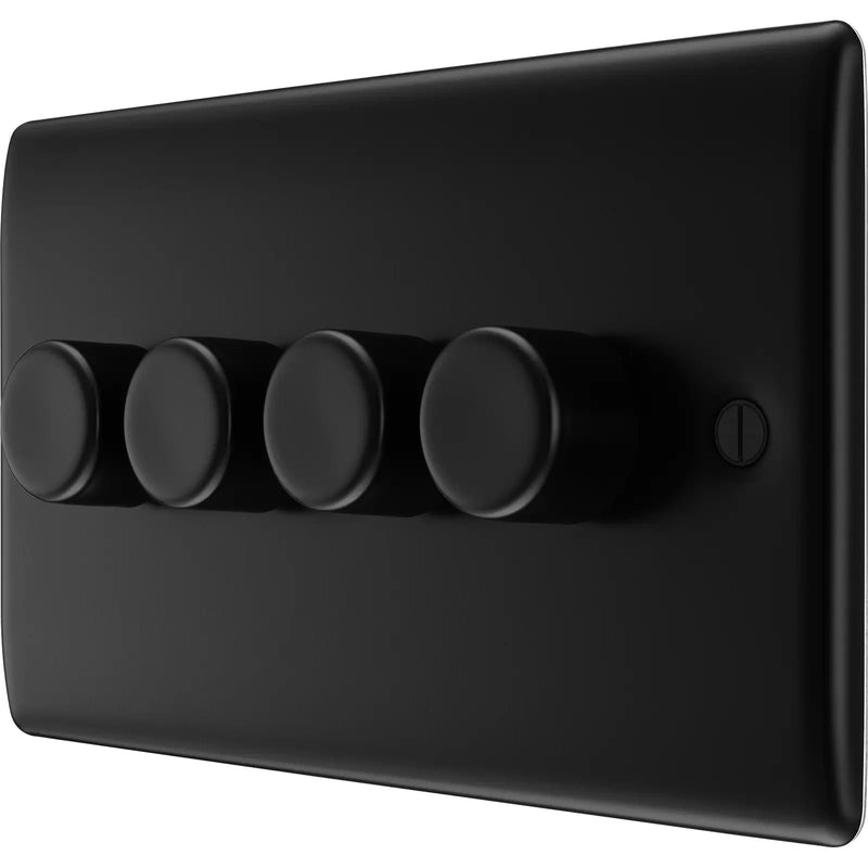 BG Electrical Nexus Metal Matt Black - Quadruple 2 way push 200W