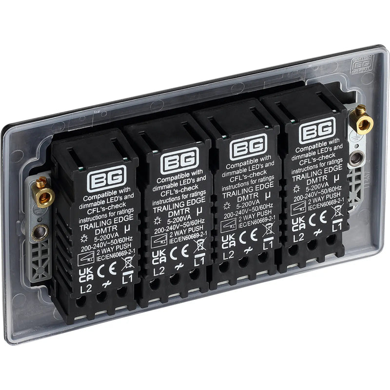 BG Electrical Nexus Metal Matt Black - Quadruple 2 way push 200W