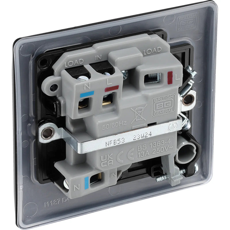 BG Electrical Nexus Metal Matt Black - Switched and fused with indicator and flex outlet