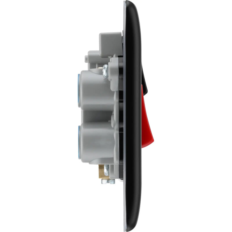 BG Electrical Nexus Metal Matt Black - 45A double pole, with switched socket and indicators