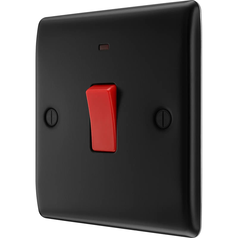 BG Electrical Nexus Metal Matt Black - 45A, double pole, single plate, with indicator