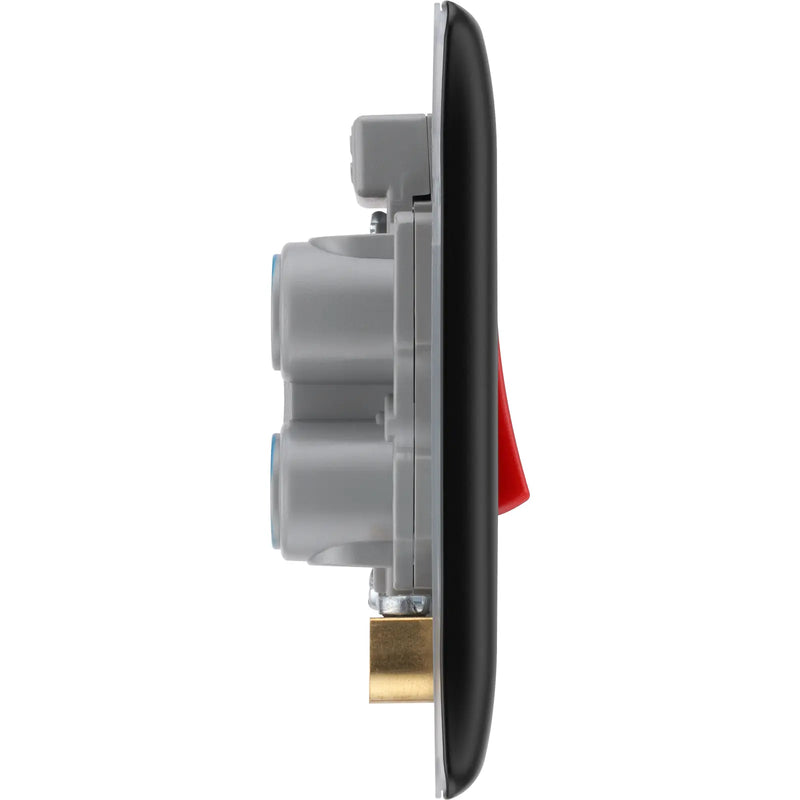 BG Electrical Nexus Metal Matt Black - 45A, double pole, single plate, with indicator