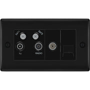 BG Electrical Nexus Metal Matt Black - Quadplex 2 x sat, BT outlet and co-ax returned - screened