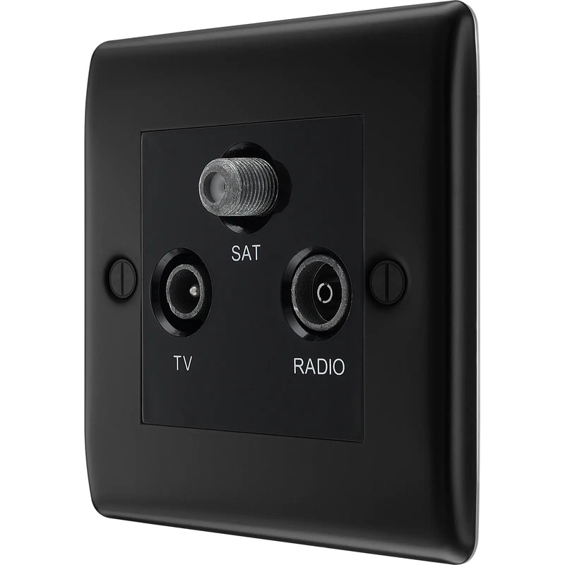 BG Electrical Nexus Metal Matt Black - Triple TV/FM/SAT triplex - screened