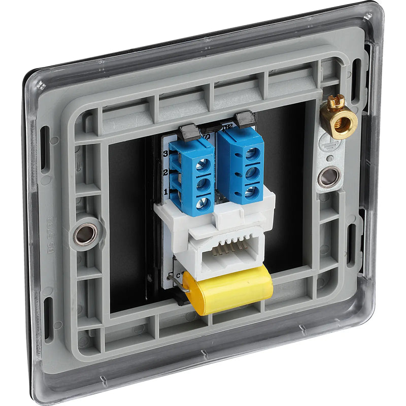 BG Electrical Nexus Metal Matt Black - Single, telephone socket, master