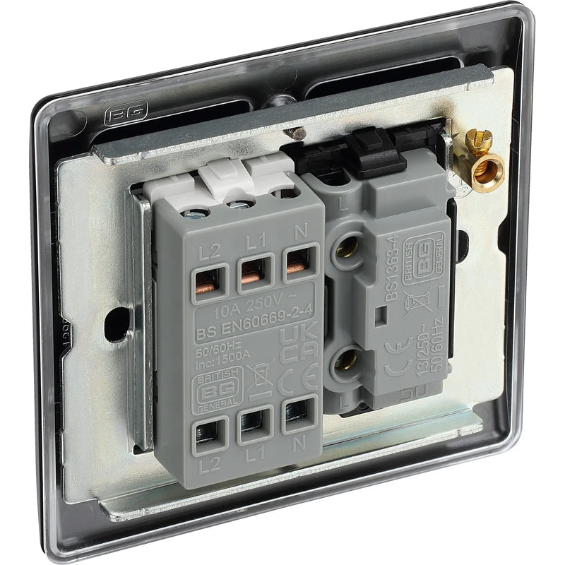 BG Electrical Nexus Metal Matt Black - 3 pole fan isolator, fused