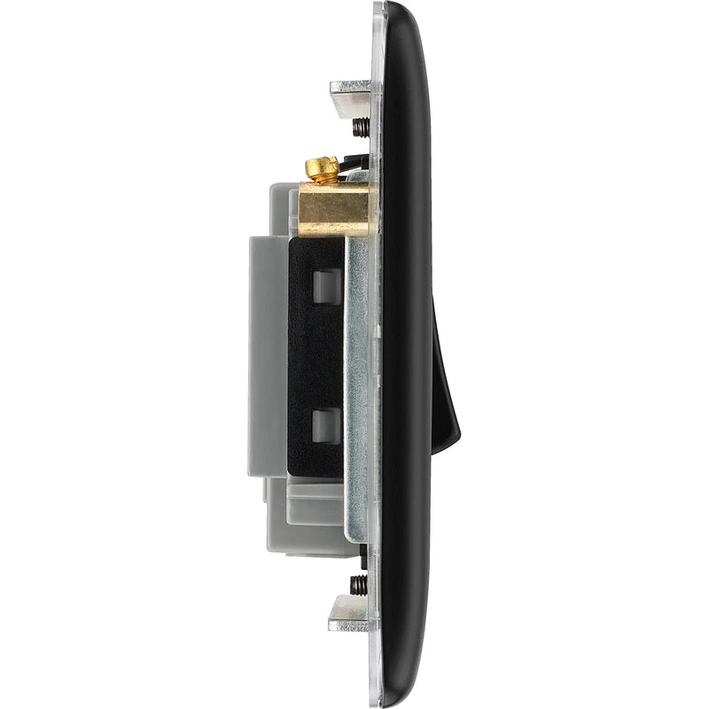 BG Electrical Nexus Metal Matt Black - 3 pole fan isolator, fused