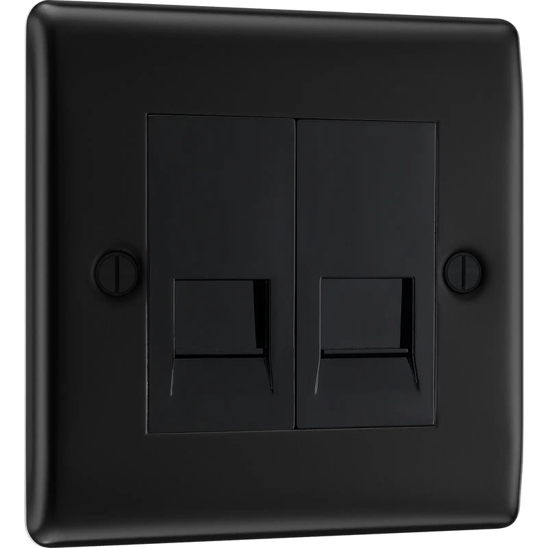 BG Electrical Nexus Metal Matt Black - Double telephone socket, secondary