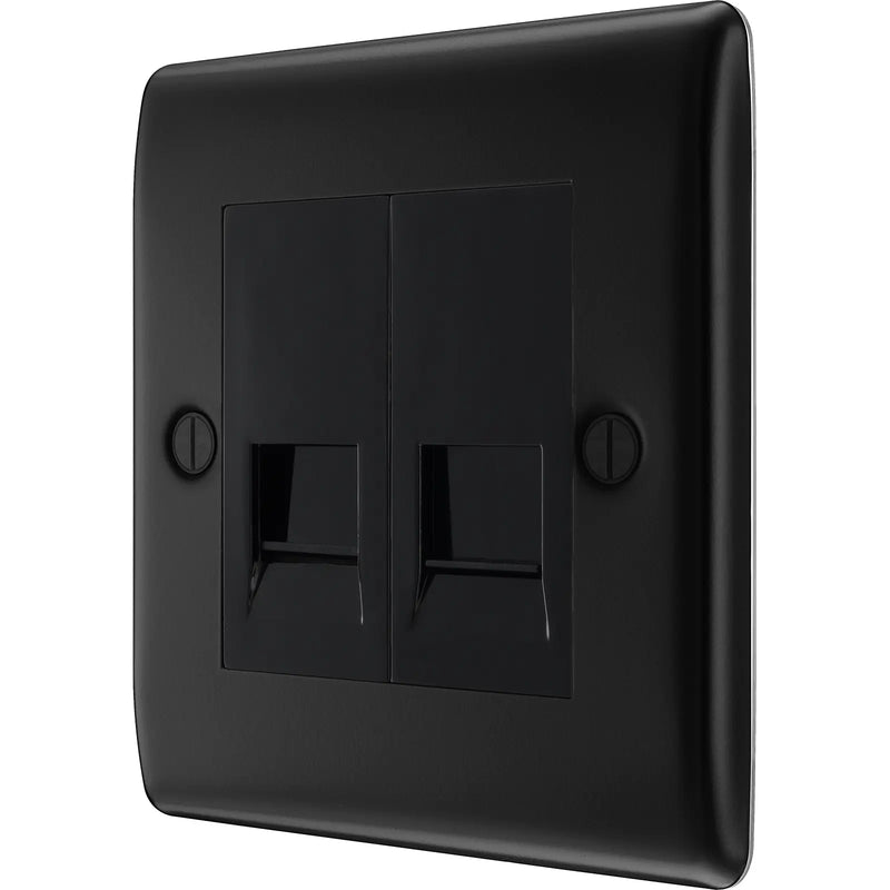 BG Electrical Nexus Metal Matt Black - Double telephone socket, secondary