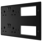 BG Electrical Nexus Metal Matt Black - 2 x double, switched, double pole, 8 Euro Module