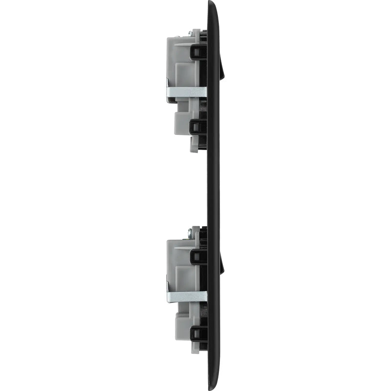 BG Electrical Nexus Metal Matt Black - 2 x double, switched, double pole, 8 Euro Module