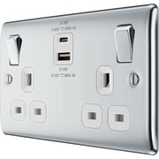BG Electrical Nexus Metal Polished Chrome - Double switched single pole, with USB A + C (22W)
