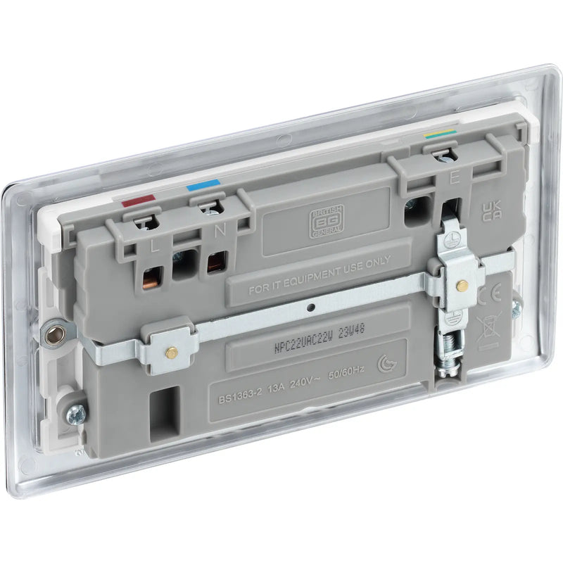 BG Electrical Nexus Metal Polished Chrome - Double switched single pole, with USB A + C (22W)