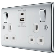 BG Electrical Nexus Metal Polished Chrome - Double switched single pole, with USB A + C (45W)