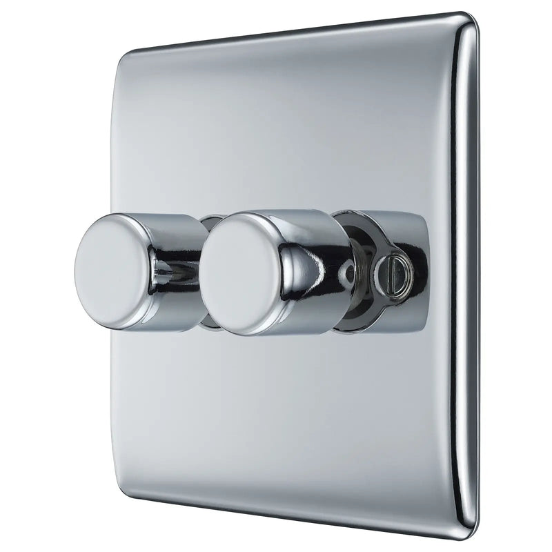 BG Electrical Nexus Metal Polished Chrome - Double, 2 way push 200W
