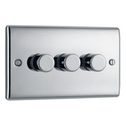 BG Electrical Nexus Metal Polished Chrome - Triple, 2 way push 200W