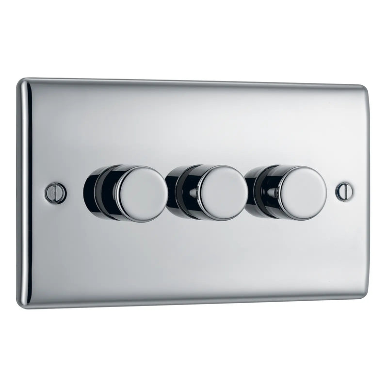 BG Electrical Nexus Metal Polished Chrome - Triple, 2 way push 200W