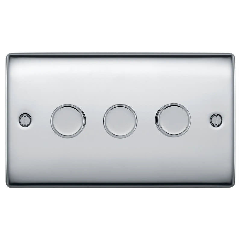 BG Electrical Nexus Metal Polished Chrome - Triple, 2 way push 200W