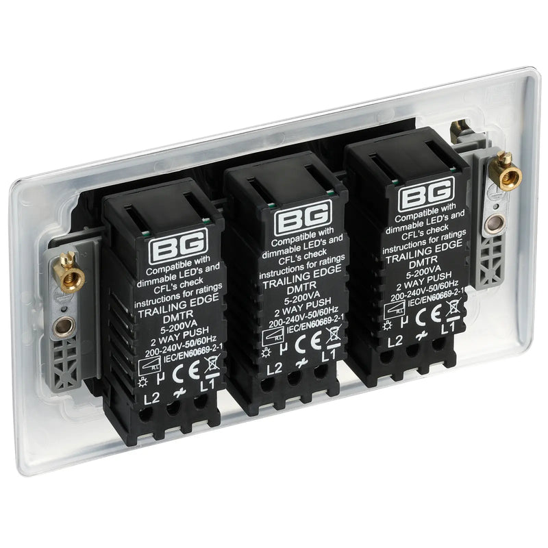 BG Electrical Nexus Metal Polished Chrome - Triple, 2 way push 200W