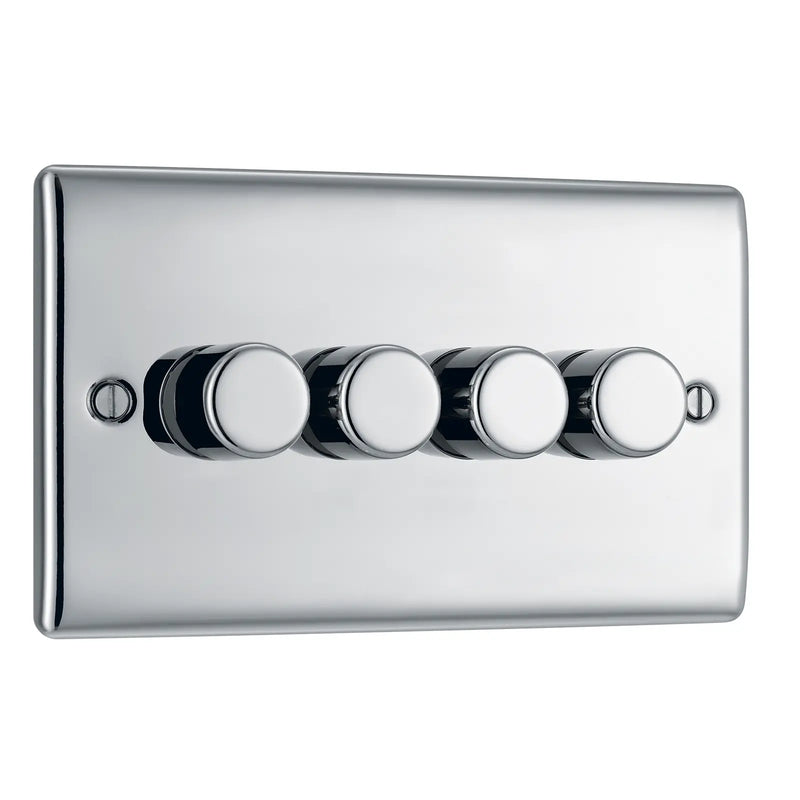 BG Electrical Nexus Metal Polished Chrome - Quadruple, 2 way push 200W