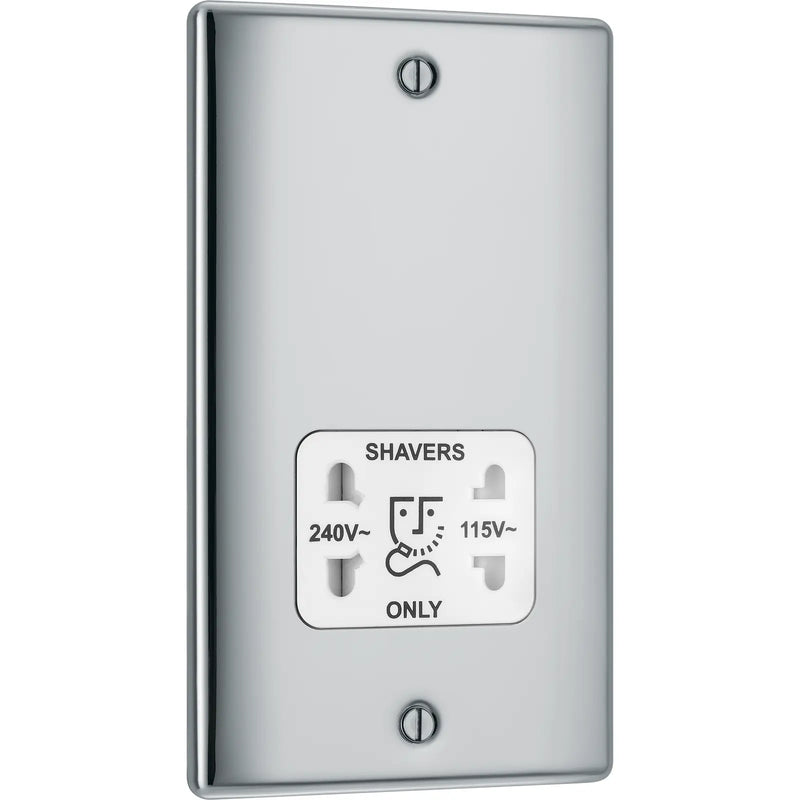 BG Electrical Nexus Metal Polished Chrome - 115/240V dual voltage shaver socket