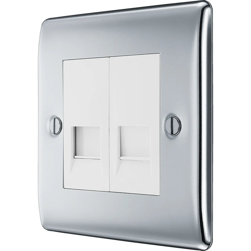 BG Electrical Nexus Metal Polished Chrome - Double, telephone socket, secondary