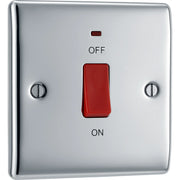 BG Electrical Nexus Metal Polished Chrome - 45A, double pole, single plate, with indicator