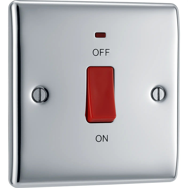 BG Electrical Nexus Metal Polished Chrome - 45A, double pole, single plate, with indicator