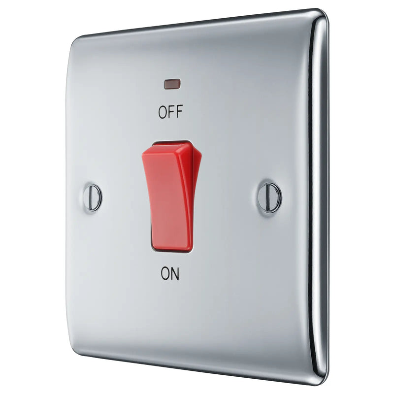 BG Electrical Nexus Metal Polished Chrome - 45A, double pole, single plate, with indicator