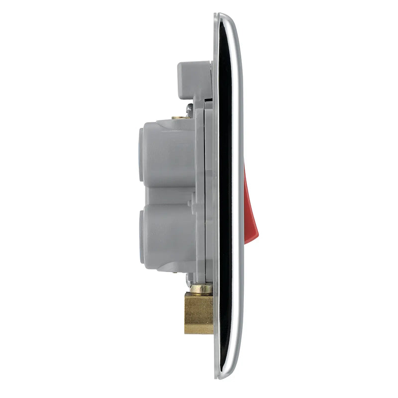 BG Electrical Nexus Metal Polished Chrome - 45A, double pole, single plate, with indicator