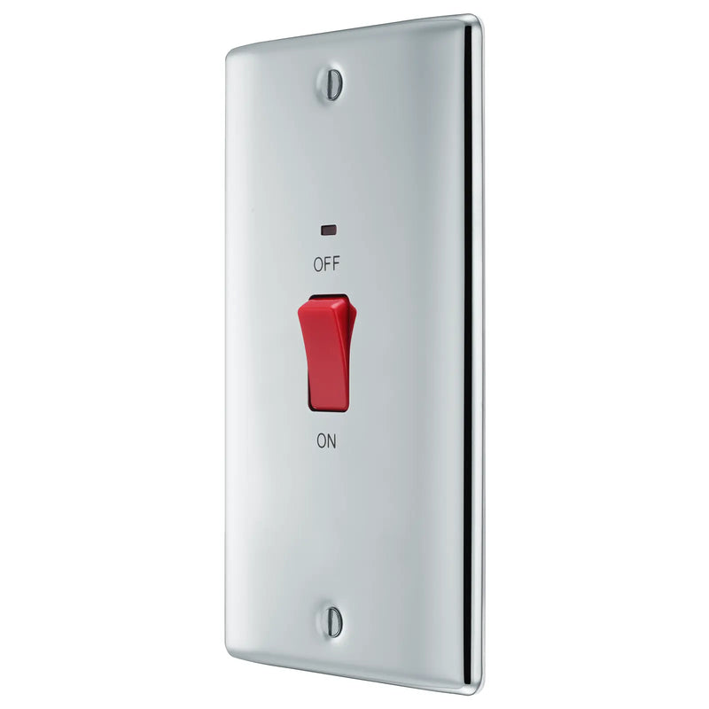BG Electrical Nexus Metal Polished Chrome - 45A, double pole, large plate, with indicator